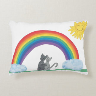 Coussins Décoratifs Chats mignons s'étreignant sous l'arc-en-ciel et l