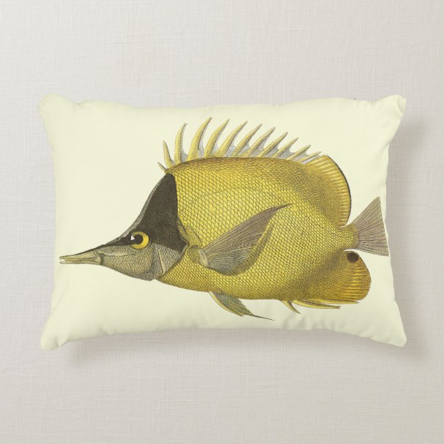 Coussins Décoratifs Chelmon Tropical Jaune Longirostris, Poisson Vinta (Devant)