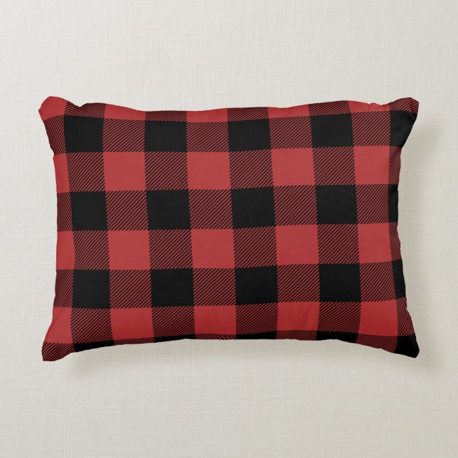 Coussins Décoratifs Chèque de Buffle Noir Rouge (Devant)