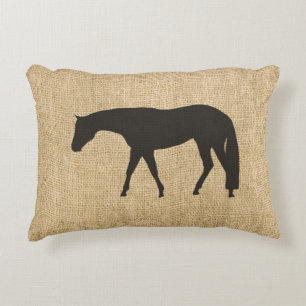 Coussins Décoratifs Cheval occidental de plaisir de noir rustique de