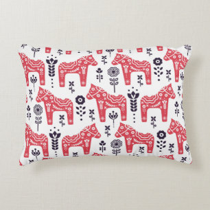 Coussins Décoratifs Cheval populaire suédois motif sans couture fleuri