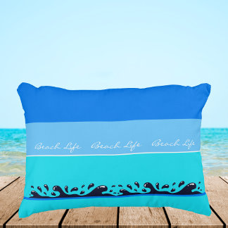 Coussins Décoratifs Chic Blue Stripes Ocean Waves Beach Life