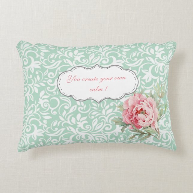 Coussins Décoratifs Chic Elegant Damask, Rose, Message Motivationnel (Devant)