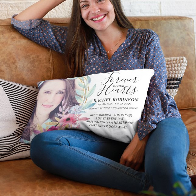 Coussins Décoratifs Chic Floral Souvenir Famille Mémorial (Créateur téléchargé)
