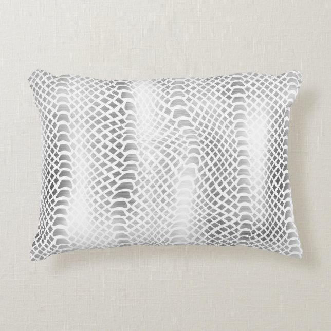 Coussins Décoratifs Chic Silver Grey White Snake Print (Devant)