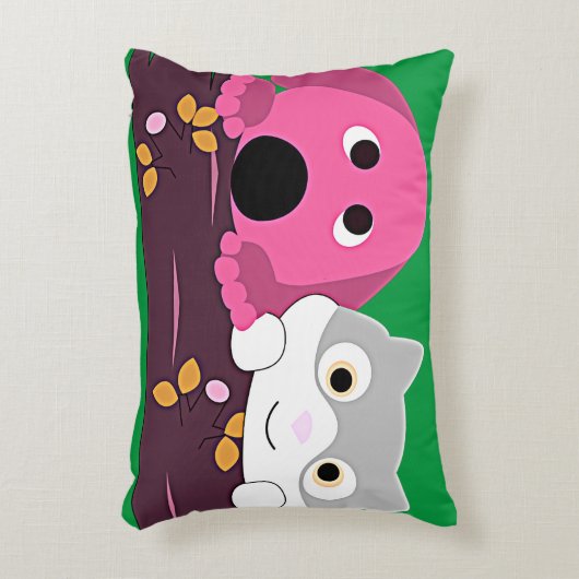 Coussins Décoratifs Chien et chat lancent l'oreiller. (Devant(Vertical))