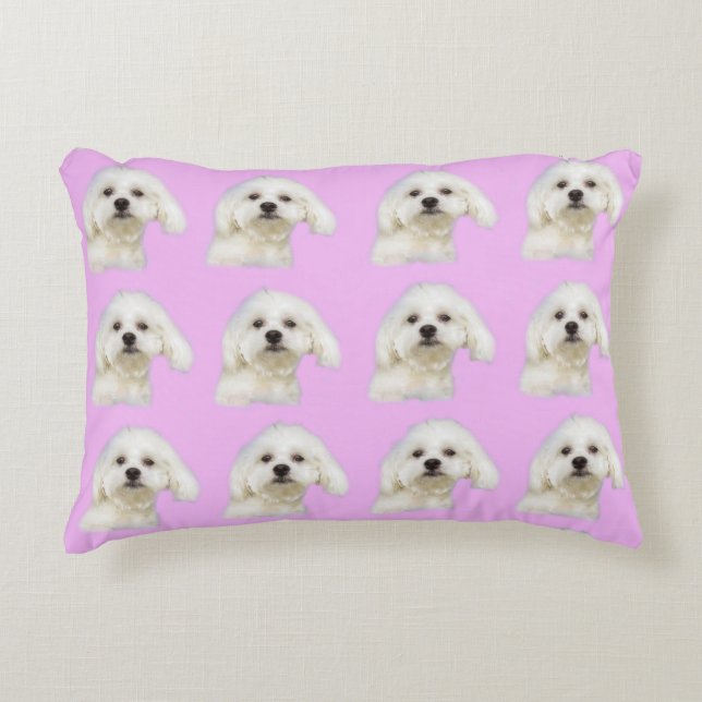 Coussins Décoratifs Chien maltais rose (Devant)