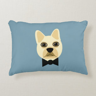 Coussins Décoratifs Chien-taureaux français avec bleu-bowtie
