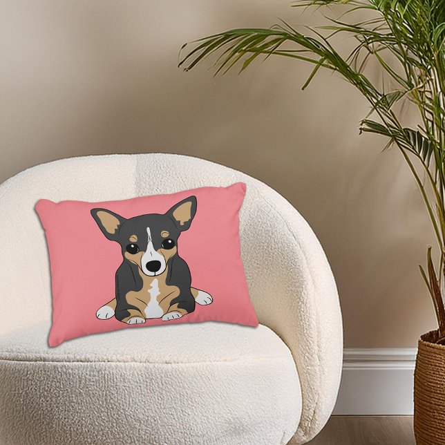 Coussins Décoratifs Chihuahua Rose à trois couleurs (Chihuahua Cute Tri-Color Chihuahua Rose Accent Pillow)