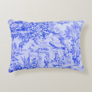 Coussins Décoratifs Chinoiserie Toile Blanc Bleu Français Style Rustiq
