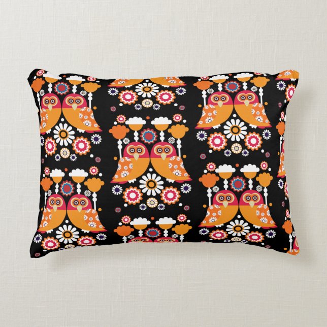 Coussins Décoratifs Chouette d'art populaire (Devant)