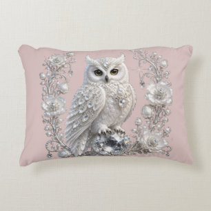 Coussins Décoratifs Chouette Perle de Cristal Blanc