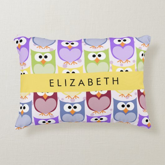 Coussins Décoratifs Chouettes mignonnes, Chouette Motif, Chouettes col (Devant)