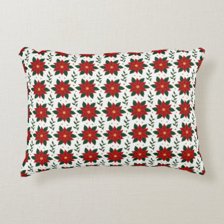 Coussins Décoratifs Christmas Poinsettia Floral Pattern | Red Green