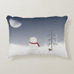 Coussins Décoratifs Christmas Snowman<br><div class="desc">Un bonhomme de neige de vacances avec étoile d'or pour vieux pin.</div>
