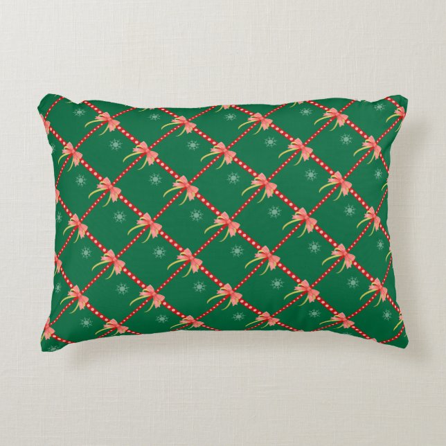 Coussins Décoratifs Christmas with Ribbon & Snowflake Pattern (Devant)