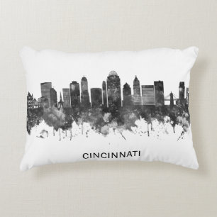 Coussins Décoratifs Cincinnati Ohio Skyline BW