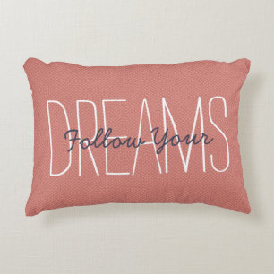 Coussins Décoratifs Citation motivante décor corail Suivez vos rêves