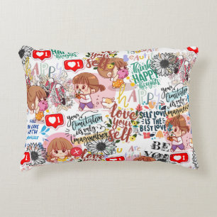 Coussins Décoratifs Citation motivante mignonne – Positive Kawaii