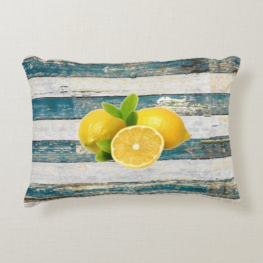 Coussins Décoratifs Citrons rustiques (bleu) (Devant)