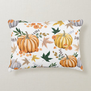 Coussins Décoratifs Citrouille orange d'automne et fleurs motif