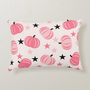 Coussins Décoratifs Citrouille rose et noir avec étoiles Halloween et