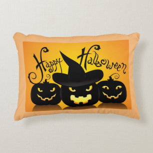 Coussins Décoratifs Citrouilles d'Halloween heureuses