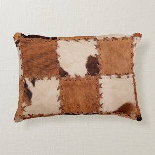 Coussins Décoratifs Close up leather patchwork textured background.