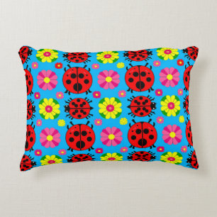 Coussins Décoratifs Coccinelles et fleurs colorées