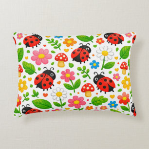 Coussins Décoratifs Coccinelles Mignonnes Fleurs Enfants avec Fleurs e