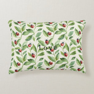 Coussins Décoratifs Coccinelles sur jardin de feuilles vertes