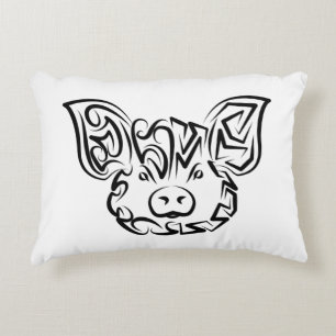 Coussins Décoratifs Cochon tribal noir et blanc