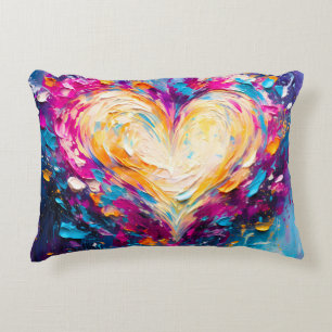 Coussins Décoratifs Cœur d'amour moderne abstrait coloré