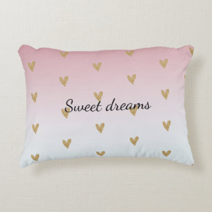 Coussins Décoratifs Coeur de Parties scintillant or Ombre rose blanc