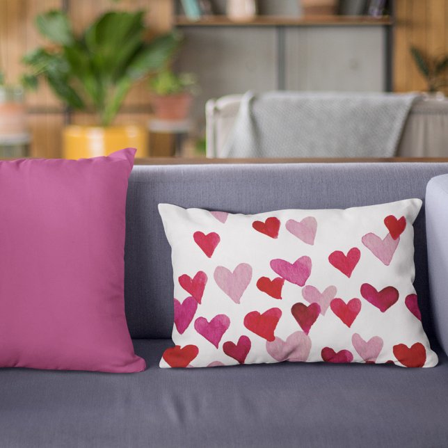 Coussins Décoratifs Coeurs d'aquarelle de la Saint-Valentin - rose (Créateur téléchargé)