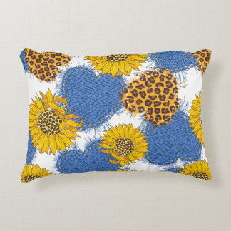 Coussins Décoratifs Coeurs Denim en tissu avec bords déchirés et le