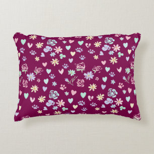 Coussins Décoratifs Cœurs Floraux Pastels Doux et Motif Empreinte de P
