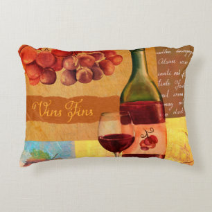 Coussins Décoratifs collage à vin de style vintage avec tirage à l'aqu