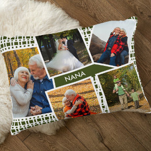 Coussins Décoratifs Collage photo avec 5 images Nana vert et blanc