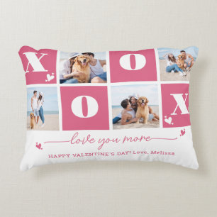 Coussins Décoratifs Collage photo moderne Saint-Valentin XOXO Rose 4