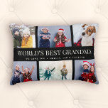 Coussins Décoratifs Collage photo texte personnalisé WORLDS MEILLEUR G<br><div class="desc">Ce design de collage de photos de famille moderne fait un bel affichage pour vos photos préférées d'enfants,  petits-enfants,  mariages,  ou toute autre occasion spéciale. Grand cadeau pour grands-parents ! 2 lignes de texte entièrement personnalisable.</div>