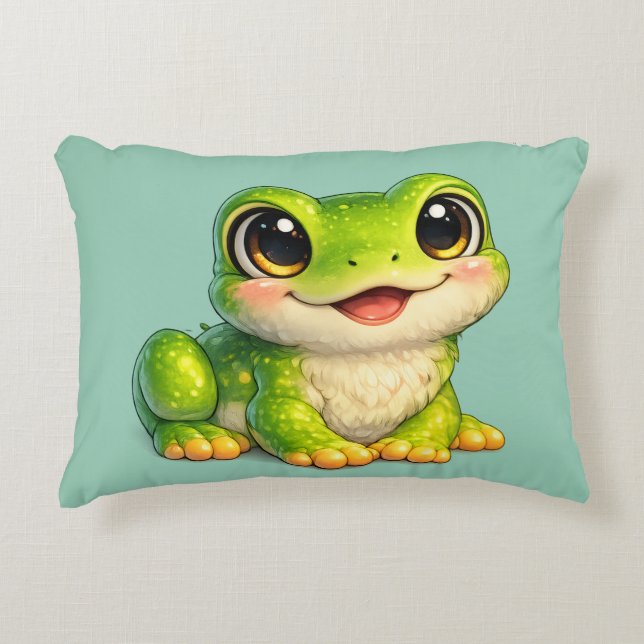 Coussins Décoratifs Conception d'animal Kawaii de grenouille mignonne  (Devant)