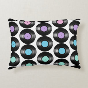 Coussins Décoratifs Conception de motif coloré de disques vinyles rétr