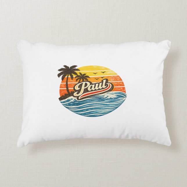 Coussins Décoratifs Conception de nom Paul Retro Sunset (Devant)