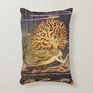 Coussins Décoratifs Conte de fée vintage, petite sirène dans le corail