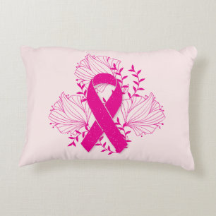 Coussins Décoratifs Contour rose de fleur de ruban de conscience de