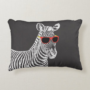 Coussins Décoratifs Cool mignon drôle zèbre blanc croquis avec lunet