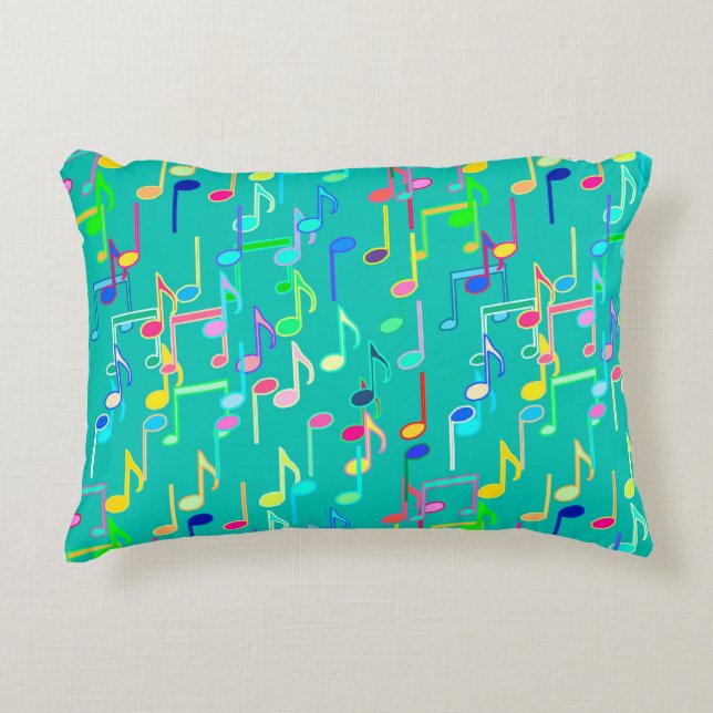 Coussins Décoratifs Copie de notes musicales - turquoise, multi (Devant)