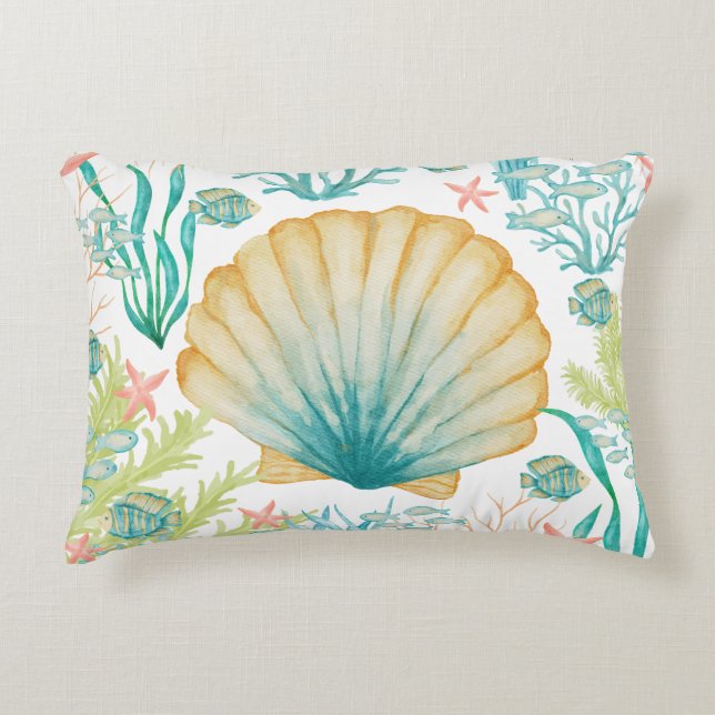 Coussins Décoratifs Coquillage Algue Corail Poisson  (Devant)