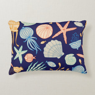 Coussins Décoratifs Coquilles de méduse Poisson Algues Motif